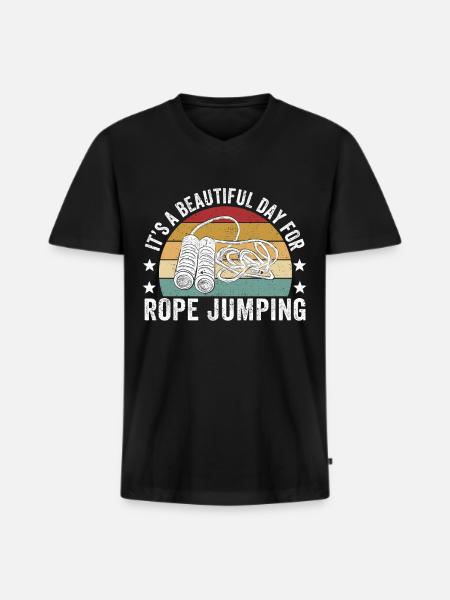 Lustiges Springseil Springseil springen Springseil - Männer Premium Bio T-Shirt mit V-Ausschnitt - Schwarz