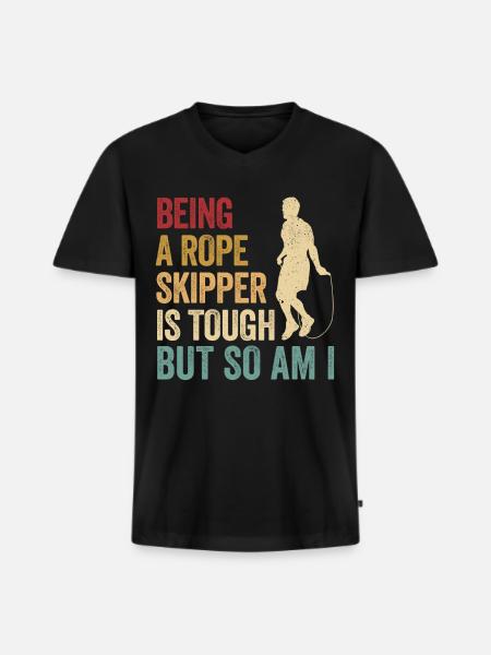 Lustiges Springseil Springseil springen Springseil - Männer Premium Bio T-Shirt mit V-Ausschnitt - Schwarz