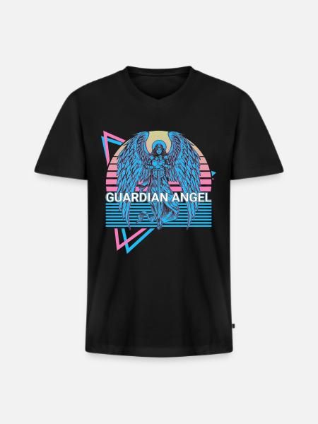 Guardian Angel Ancient Judaism Retro - Men's Premium Organic T-shirt with V-neck - black