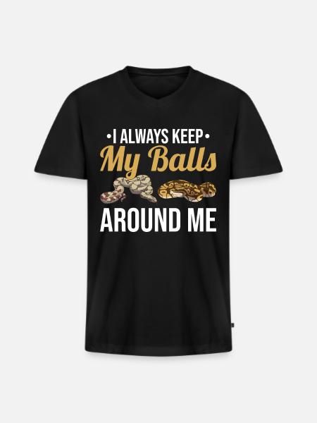 Drôle de boule Python Serpent - T-shirt encolure en V Premium bio Homme - noir