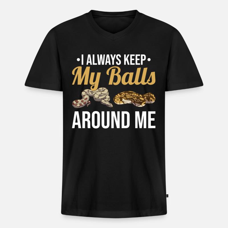 Funny Ball Python Snake - Men's Premium Organic T-shirt with V-neck - black