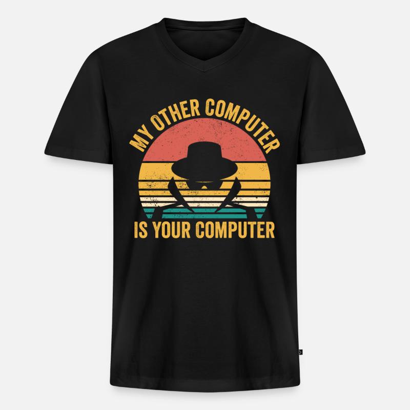 Funny Cybersecurity Computer Sicherheit - Männer Premium Bio T-Shirt mit V-Ausschnitt - Schwarz