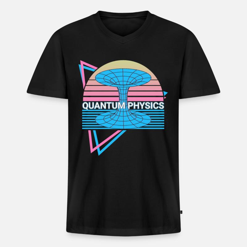 Quantenphysik Retro - Männer Premium Bio T-Shirt mit V-Ausschnitt - Schwarz