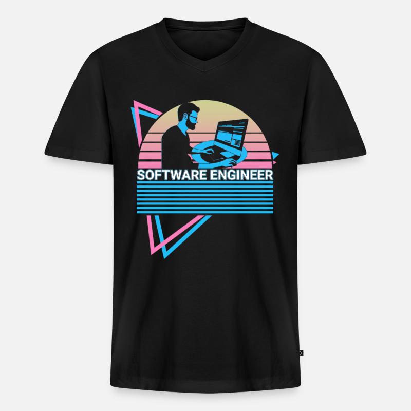 Software Engineer Software Engineering Retro - Men's Premium Organic T-shirt with V-neck - black