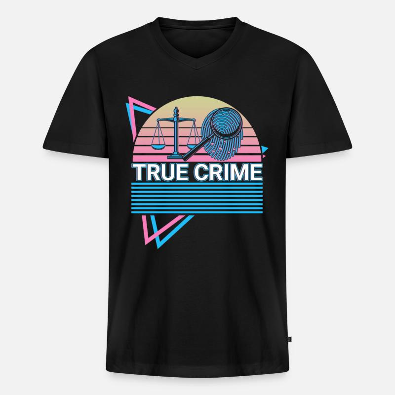 True Crime Retro - Männer Premium Bio T-Shirt mit V-Ausschnitt - Schwarz