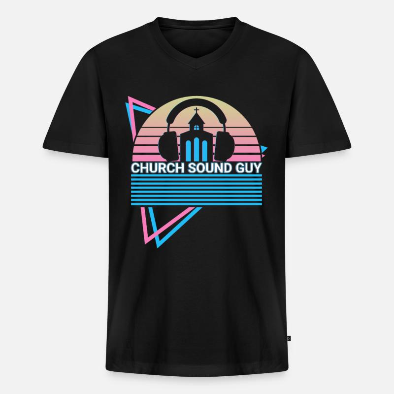 Kirche Sound Guy Retro - Männer Premium Bio T-Shirt mit V-Ausschnitt - Schwarz