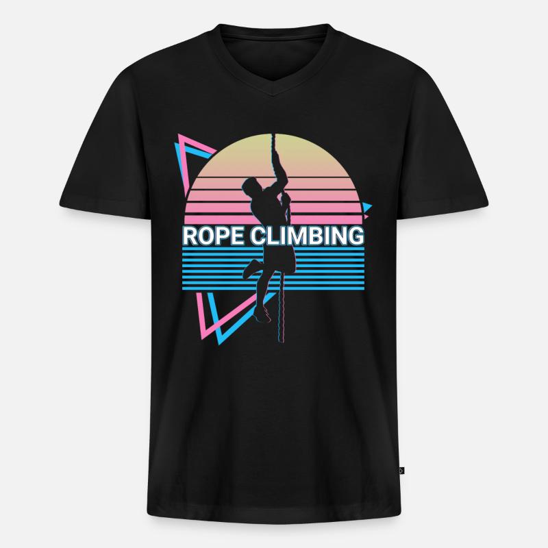 Seilklettern Seilkletterer Retro - Männer Premium Bio T-Shirt mit V-Ausschnitt - Schwarz