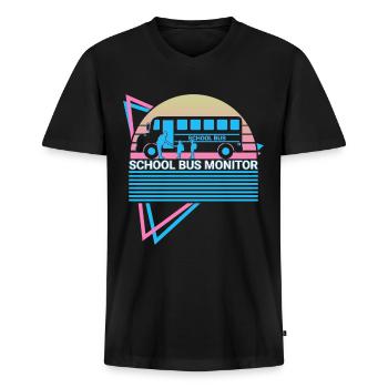 Schulbus-Monitor Retro - Männer Premium Bio T-Shirt mit V-Ausschnitt - Schwarz - Vorne - Nico (187cm)