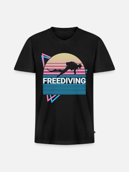 Freediving Freediver Retro - Men's Premium Organic T-shirt with V-neck - black