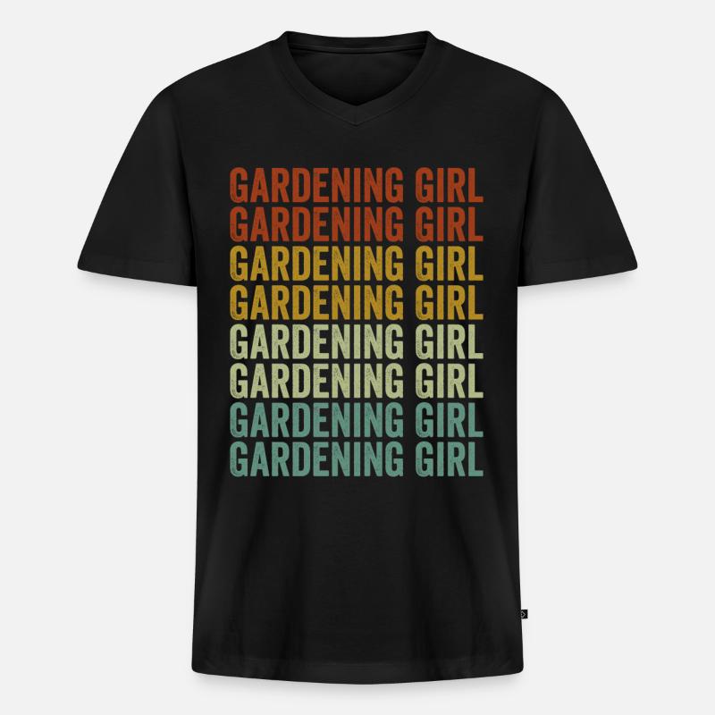 Gartenarbeit Mädchen Gartenarbeit Mädchen - Männer Premium Bio T-Shirt mit V-Ausschnitt - Schwarz
