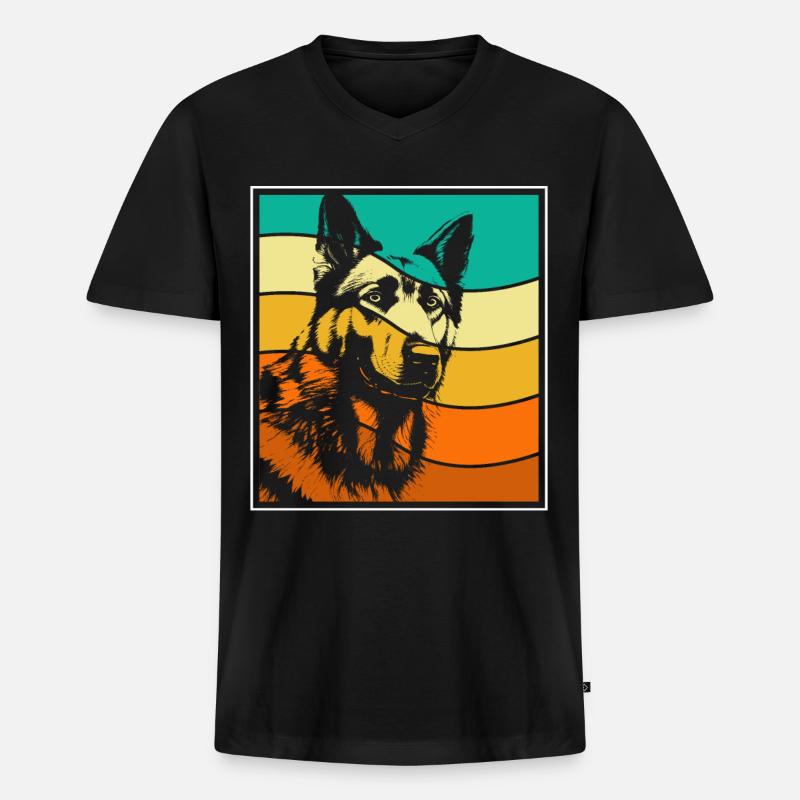 Deutscher Schäferhund - Männer Premium Bio T-Shirt mit V-Ausschnitt - Schwarz