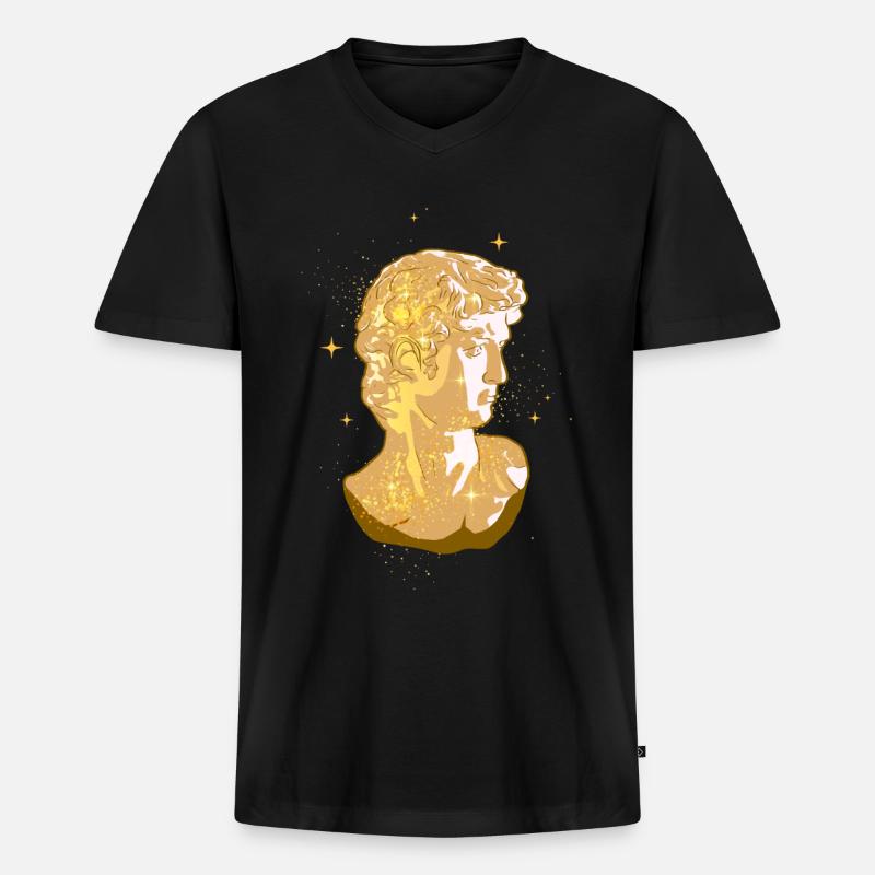 Boujee Aesthetic David Statue Bougie - Männer Premium Bio T-Shirt mit V-Ausschnitt - Schwarz