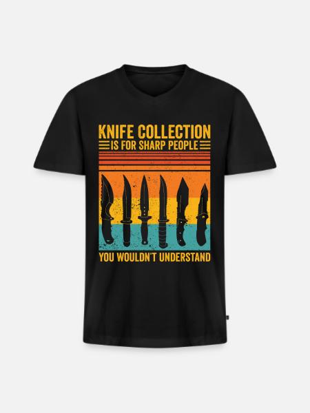 Funny knife collector - Men's Premium Organic T-shirt with V-neck - black