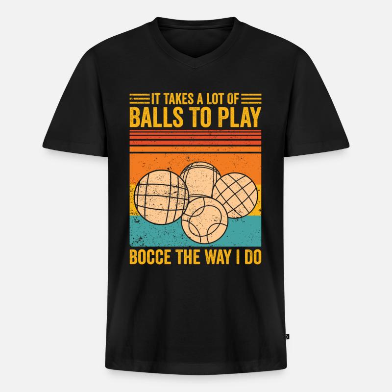 Lustiger Bocciakugel - Männer Premium Bio T-Shirt mit V-Ausschnitt - Schwarz