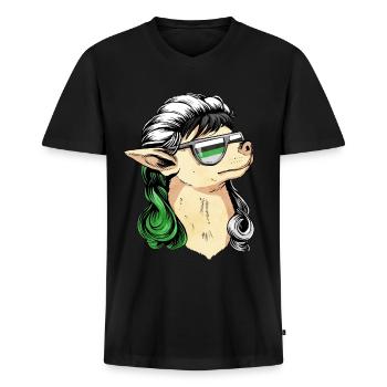 Demiromantischer Stolz Flagge Mullet Chihuahua Hun - Männer Premium Bio T-Shirt mit V-Ausschnitt - Schwarz - Vorne - Nico (187cm)