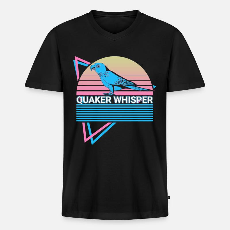 Quäkerflüsterer Papagei Retro - Männer Premium Bio T-Shirt mit V-Ausschnitt - Schwarz