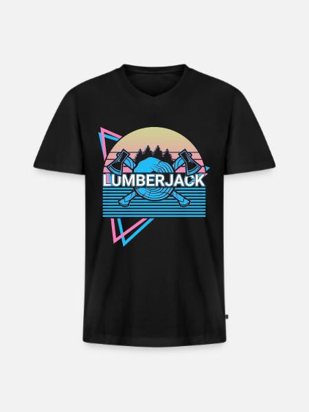 Bûcheron Menuiserie Rétro - T-shirt encolure en V Premium bio Homme - noir