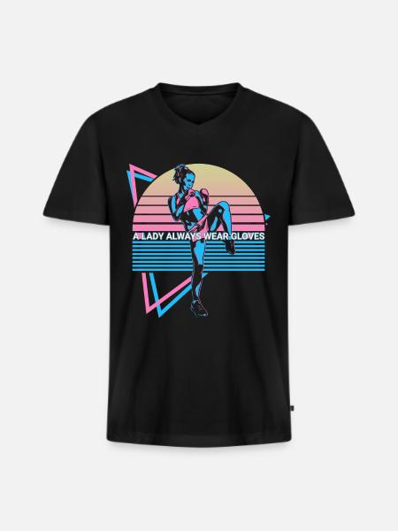 Muay Thai Kickboxing Retro - Men's Premium Organic T-shirt with V-neck - black
