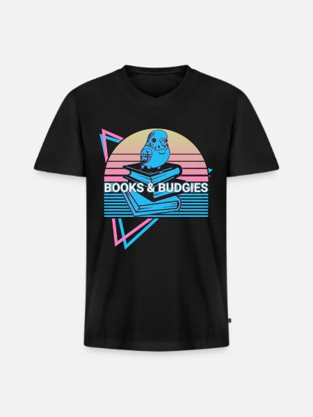 Budgie Parakeet Retro - Men's Premium Organic T-shirt with V-neck - black