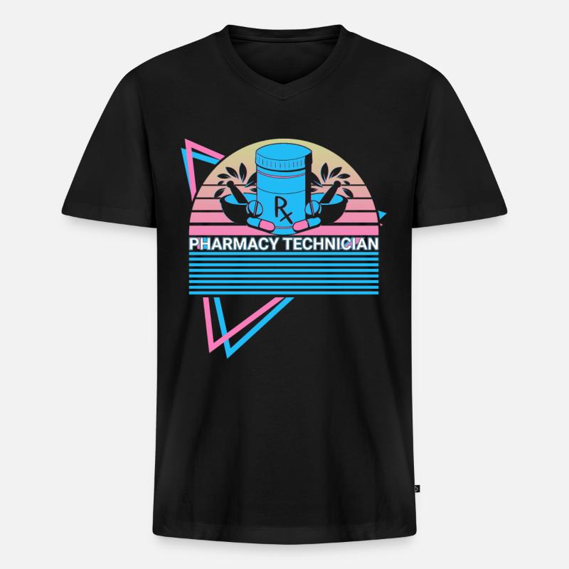 Apotheker Retro - Männer Premium Bio T-Shirt mit V-Ausschnitt - Schwarz