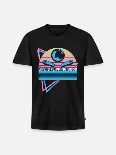 Flipperautomat Retro - Männer Premium Bio T-Shirt mit V-Ausschnitt - Schwarz