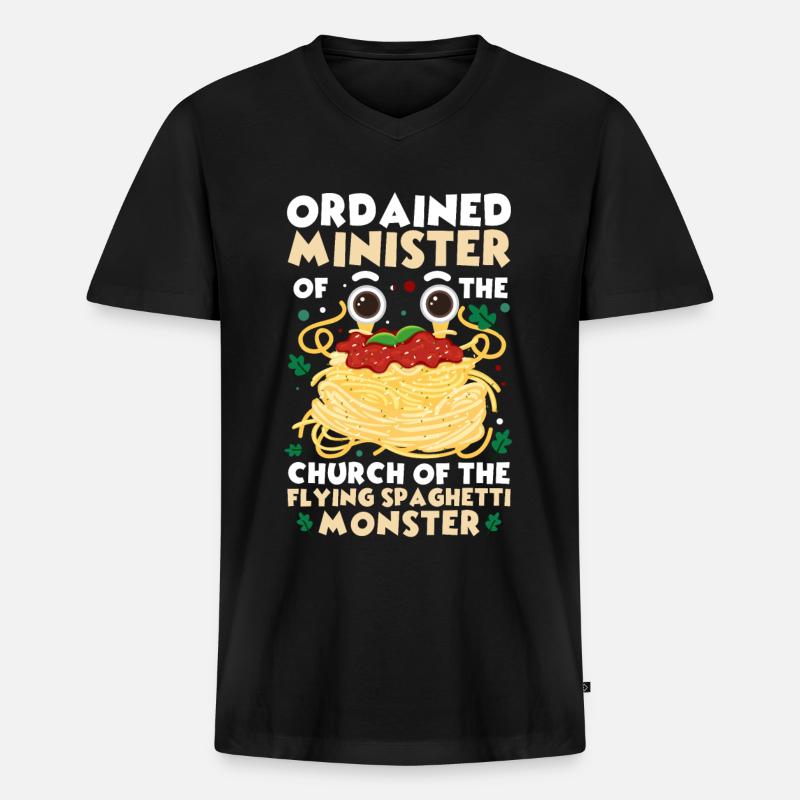 FSM Pastafarian - Männer Premium Bio T-Shirt mit V-Ausschnitt - Schwarz