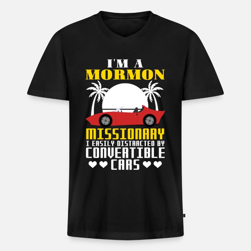 LDS - Männer Premium Bio T-Shirt mit V-Ausschnitt - Schwarz