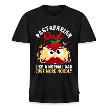 Fliegendes Spaghettimonster FSM - Männer Premium Bio T-Shirt mit V-Ausschnitt - Schwarz - Vorne - Nico (187cm)