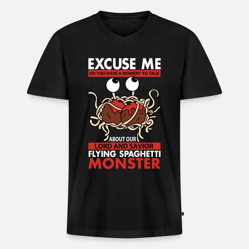 FSM Pastafarian - Männer Premium Bio T-Shirt mit V-Ausschnitt - Schwarz