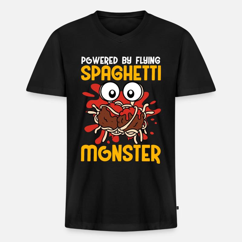FSM Pastafarian - Männer Premium Bio T-Shirt mit V-Ausschnitt - Schwarz