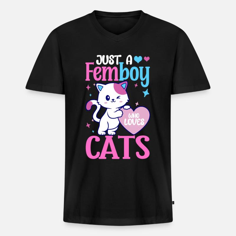 Crossdressing - Männer Premium Bio T-Shirt mit V-Ausschnitt - Schwarz