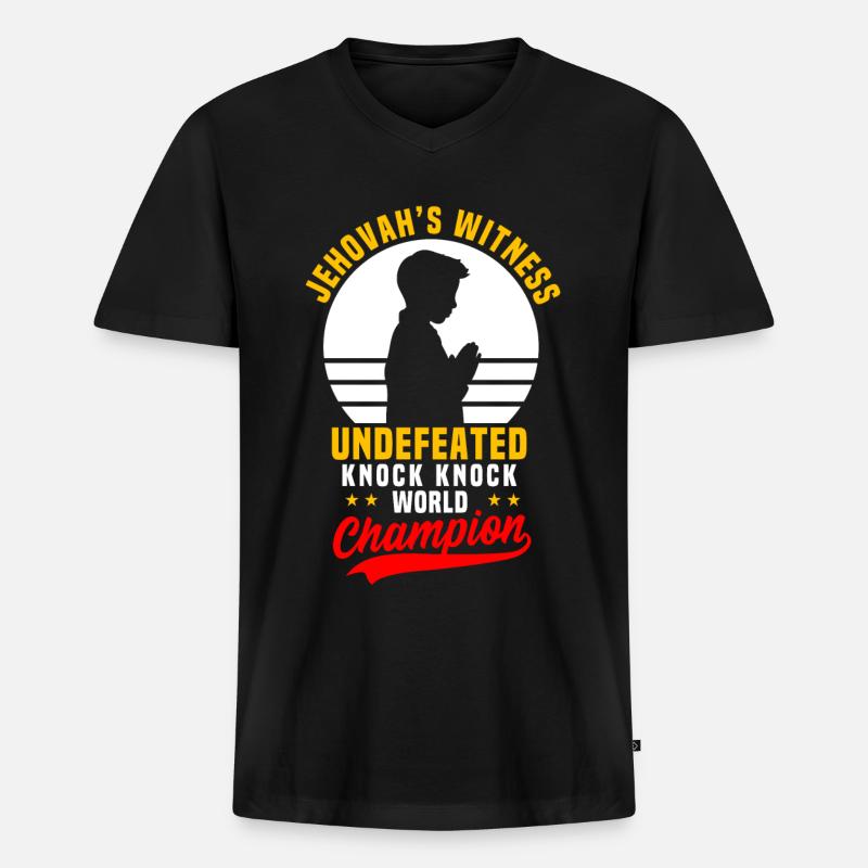 JW - Männer Premium Bio T-Shirt mit V-Ausschnitt - Schwarz
