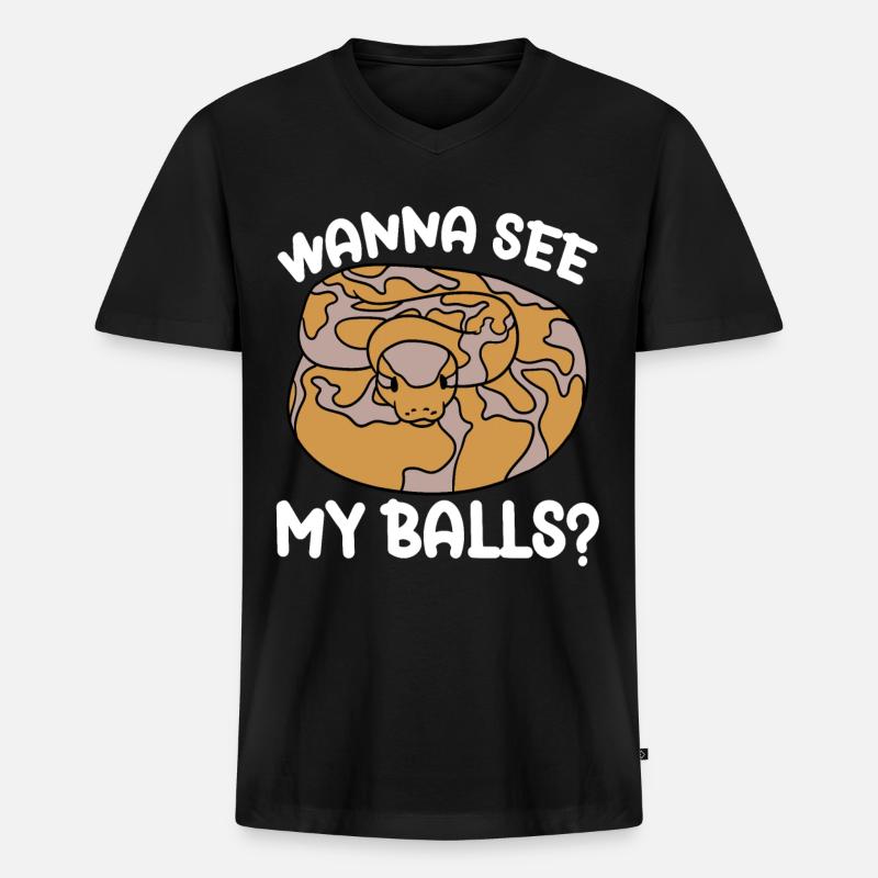 Kugelpython Schlange - Männer Premium Bio T-Shirt mit V-Ausschnitt - Schwarz