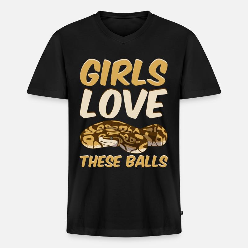 Kugelpython Schlange - Männer Premium Bio T-Shirt mit V-Ausschnitt - Schwarz