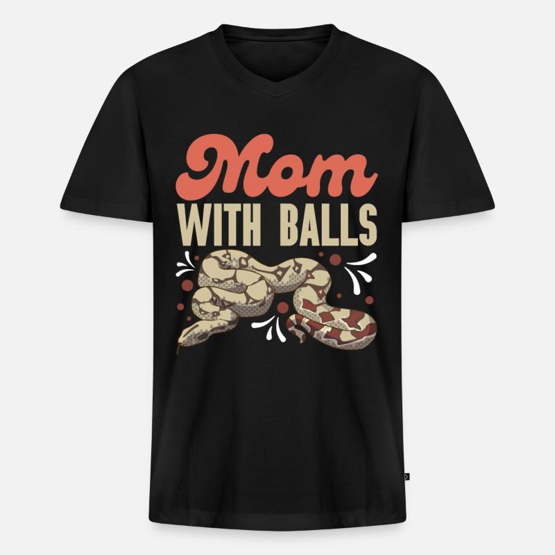 Kugelpython Schlange - Männer Premium Bio T-Shirt mit V-Ausschnitt - Schwarz