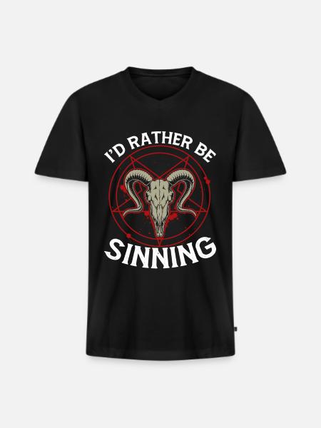 Funny Satanism Satanic Satan - Men's Premium Organic T-shirt with V-neck - black