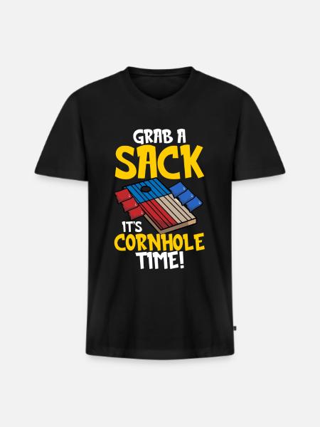 Drôle de trou de maïs - T-shirt encolure en V Premium bio Homme - noir