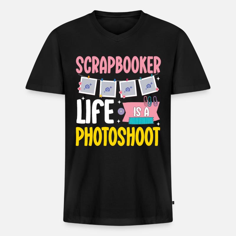 Scrapbooking - Männer Premium Bio T-Shirt mit V-Ausschnitt - Schwarz