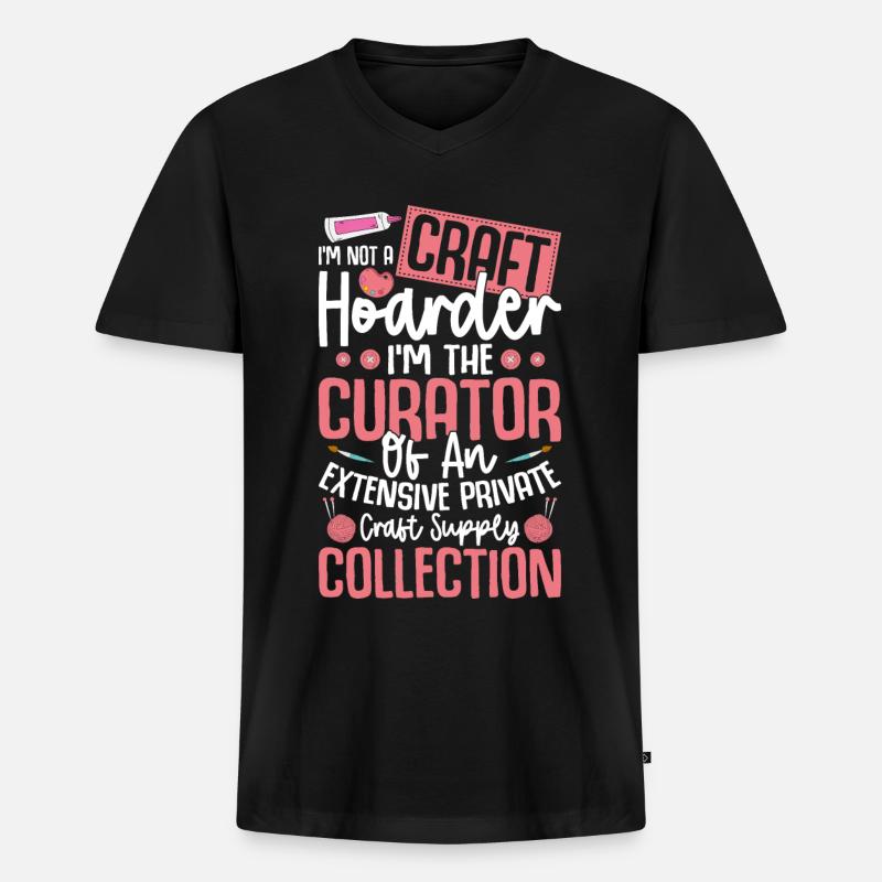 Crafting Crafter - Männer Premium Bio T-Shirt mit V-Ausschnitt - Schwarz