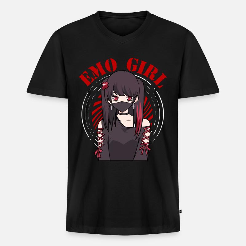 Emo Girl Goth Eboy Egirl - Männer Premium Bio T-Shirt mit V-Ausschnitt - Schwarz