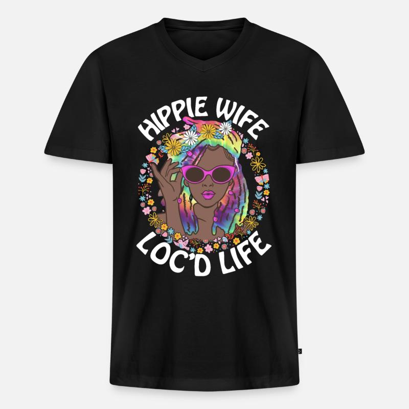 Dreadlocks - Männer Premium Bio T-Shirt mit V-Ausschnitt - Schwarz