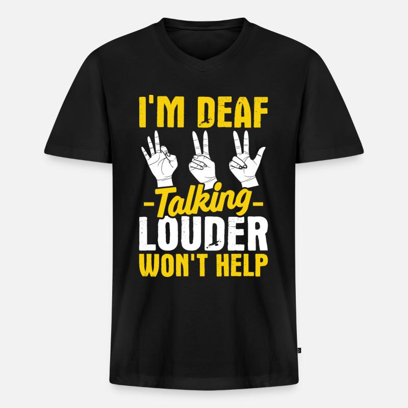 Deaf Pride ASL Gebärdensprache - Männer Premium Bio T-Shirt mit V-Ausschnitt - Schwarz