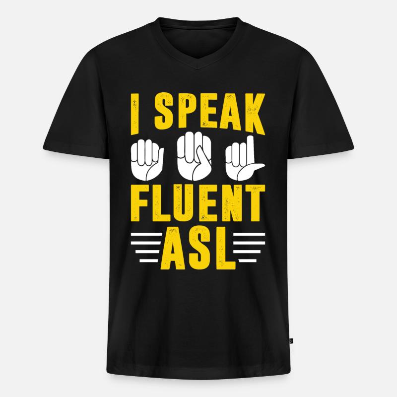 Deaf Pride Awareness Gebärdensprache - Männer Premium Bio T-Shirt mit V-Ausschnitt - Schwarz