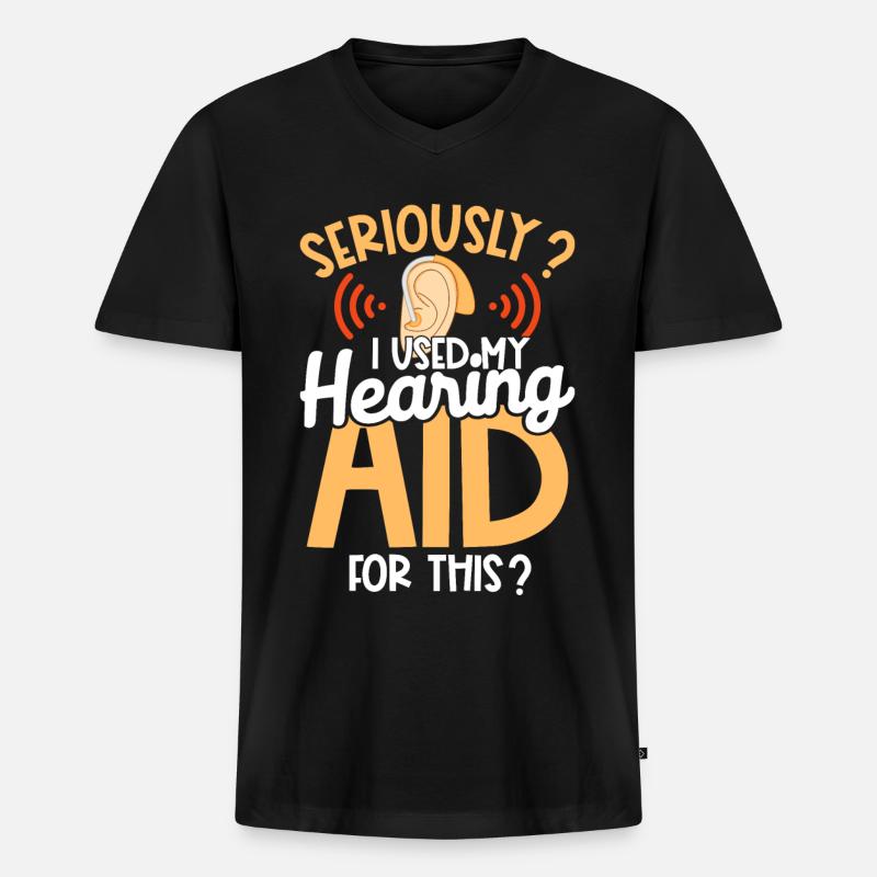 Deaf Pride Awareness ASL Gebärdensprache - Männer Premium Bio T-Shirt mit V-Ausschnitt - Schwarz