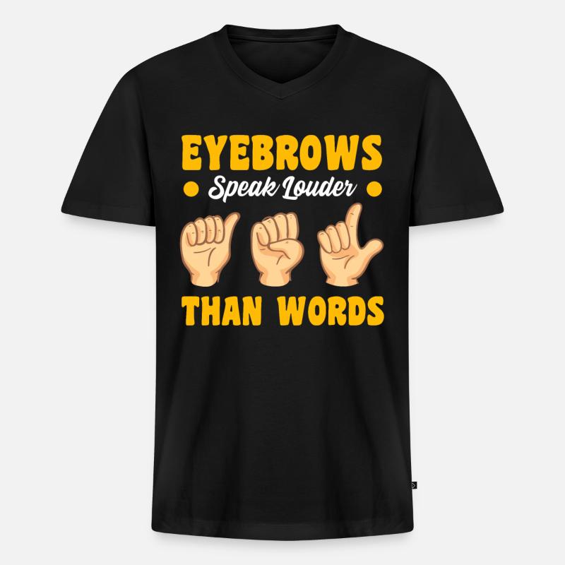 Deaf Pride Gebärdensprache - Männer Premium Bio T-Shirt mit V-Ausschnitt - Schwarz