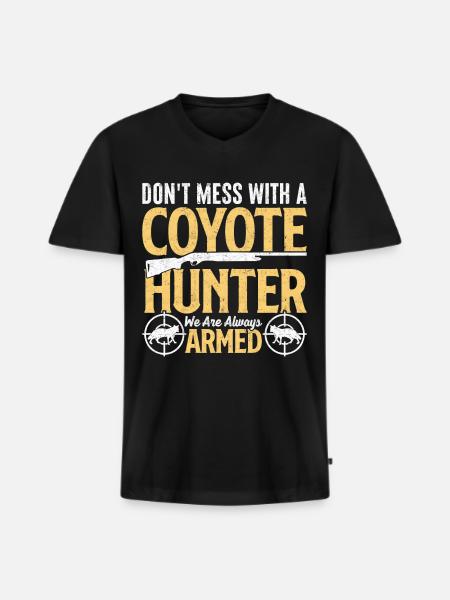 Coyote Hunt Yote - Men's Premium Organic T-shirt with V-neck - black