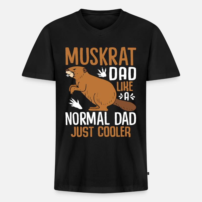 Retro Bisamratte - Männer Premium Bio T-Shirt mit V-Ausschnitt - Schwarz