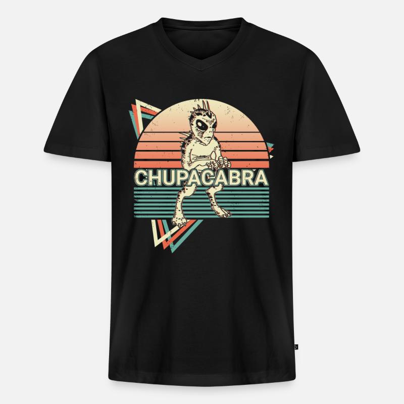 Chupacabra Krypto Kryptozoologie Retro - Männer Premium Bio T-Shirt mit V-Ausschnitt - Schwarz