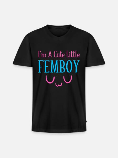 I'm a cute little femboy UwU Crossdressing - Men's Premium Organic T-shirt with V-neck - black