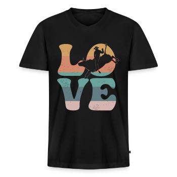 Bull Rider Bull Riding - Men's Premium Organic T-shirt with V-neck - black - Front - Nico (187cm)